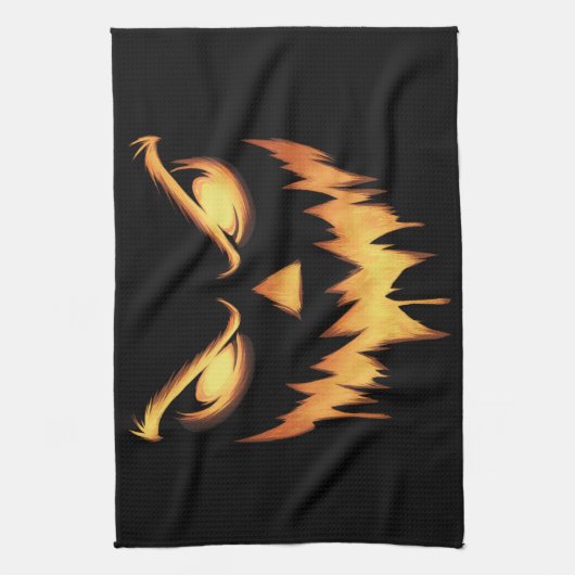 Scary Pumpkin Jack O Lantern Face Halloween Theedoek (Verticaal)