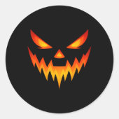 Scary Pumpkin Jack O Lantern Gezicht Halloween Kos Ronde Sticker (Voorkant)