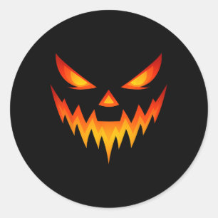 Scary Pumpkin Jack O Lantern Gezicht Halloween Kos Ronde Sticker