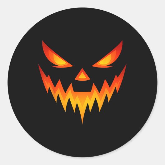Scary Pumpkin Jack O Lantern Gezicht Halloween Kos Ronde Sticker (Voorkant)