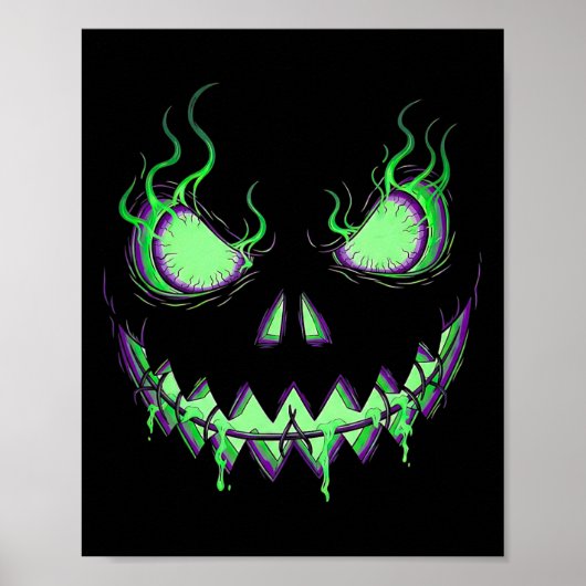 Scary Pumpkin Jack O Lantern Spooky Halloween Kids Poster (Voorkant)