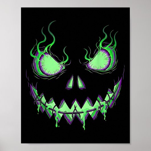 Scary Pumpkin Jack O Lantern Spooky Halloween Kind Poster (Voorkant)