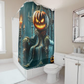 Scary Pumpkin King Douchegordijn (In situ)