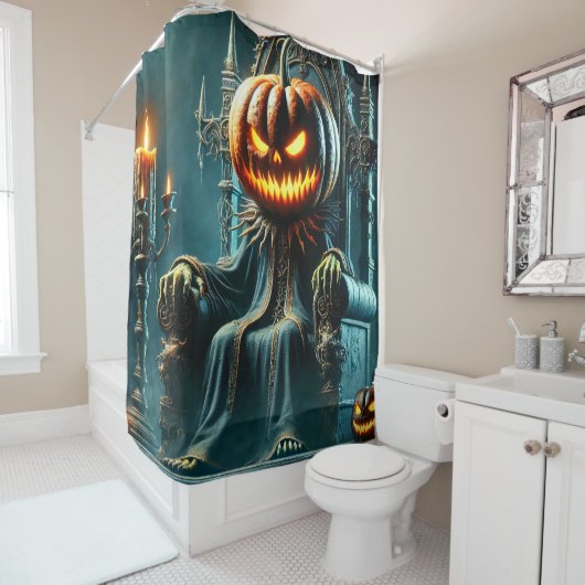 Scary Pumpkin King Douchegordijn (In situ)