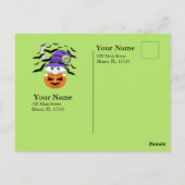 Scary Pumpkin met een wit Kat en heks Pet Briefkaart (Achterkant)