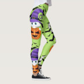 Scary Pumpkin met een wit Kat en heks Pet Leggings (Rechts)