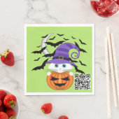 Scary Pumpkin met een wit Kat en heks Pet Servet (Insitu)