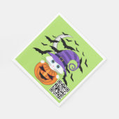 Scary Pumpkin met een wit Kat en heks Pet Servet (Hoek)