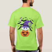 Scary Pumpkin met een wit Kat en heks Pet T-shirt (Achterkant)
