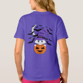 Scary Pumpkin met een wit Kat en heks Pet T-shirt (Achterkant)