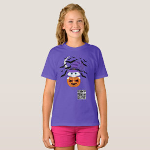 Scary Pumpkin met een wit Kat en heks Pet T-shirt