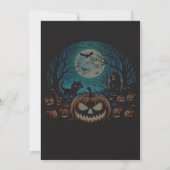 Scary Pumpkin Moonlit Halloween Party Invite Kaart (Achterkant)