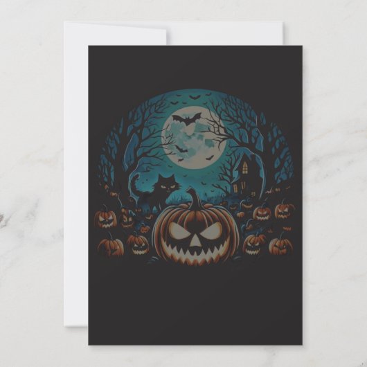 Scary Pumpkin Moonlit Halloween Party Invite Kaart (Achterkant)