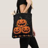Scary Pumpkin Oranje Black Halloween Tote Bag (Dichtbij)