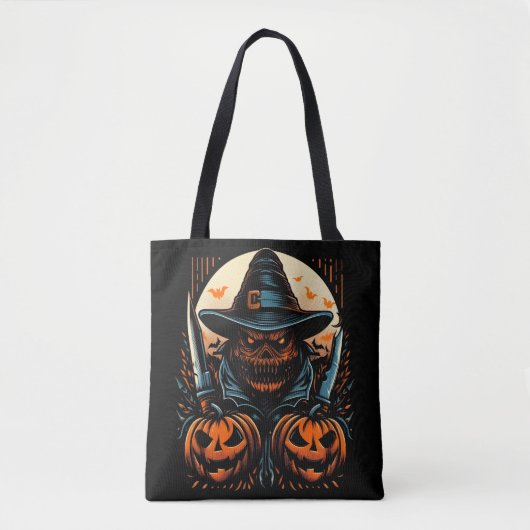Scary Pumpkin Scarecrow Halloween Killer Tote Bag (Voorkant)