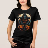 Scary Pumpkin Scarecrow & Knives Halloween Killer Tri-Blend Shirt (Voorkant)