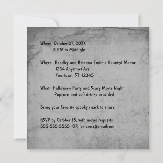 Scary Pumpkinhead en spookhuizen Halloween Kaart (Achterkant)