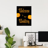 Scary Pumpkins Halloween Wedding Reception Sign Poster (Thuiskantoor)