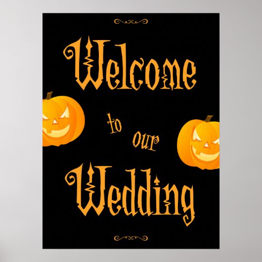 Scary Pumpkins Halloween Wedding Reception Sign Poster (Voorkant)