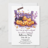 Scary Pumpkins Schattige Black Cat Halloween Party Kaart (Voorkant)
