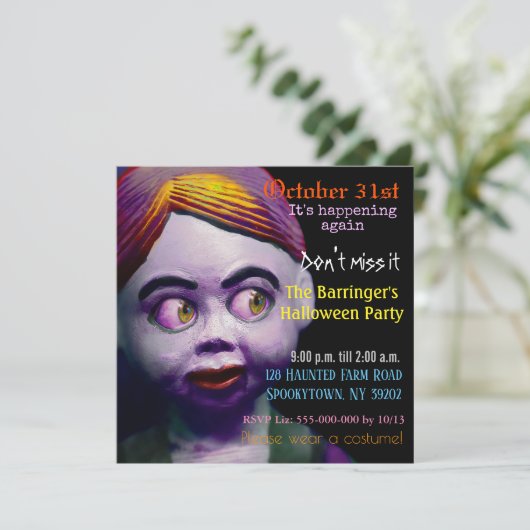 Scary Puppet Doll Creepy Halloween Kaart (Staand voorkant)