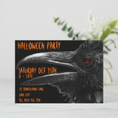 scary raven halloween uitnodiging (Staand voorkant)