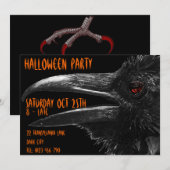 scary raven halloween uitnodiging (Voorkant / Achterkant)