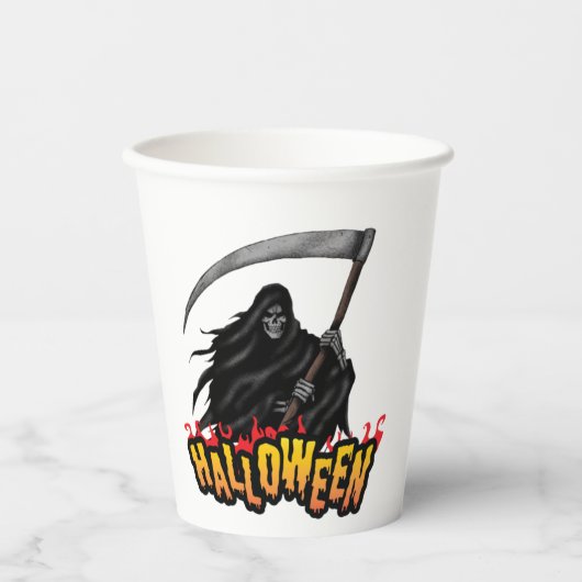 Scary Reaper Man Halloween Papieren Bekers (Voorkant)