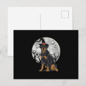 Scary Rottweiler Dog Witch Pet Halloween Aankondigingskaart (Voorkant / Achterkant)
