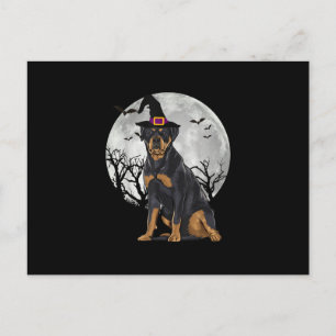 Scary Rottweiler Dog Witch Pet Halloween Aankondigingskaart