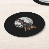 Scary Rottweiler Dog Witch Pet Halloween Ronde Kartonnen Onderzetter (Gebogen)