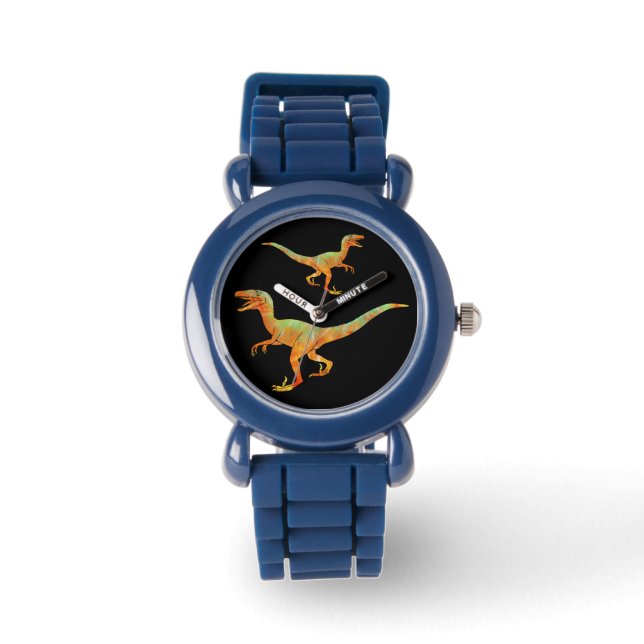 Scary Running Velociraptors Jurassic Dinosaur Art Horloge (Voorkant)