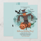Scary Scarecrow Halloween Party Invitation Kaart (Voorkant / Achterkant)