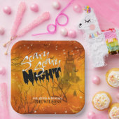 Scary Scary Night Halloween Oranje ID946 Papieren Bordje (Feest)