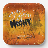 Scary Scary Night Halloween Oranje ID946 Papieren Bordje (Voorkant)