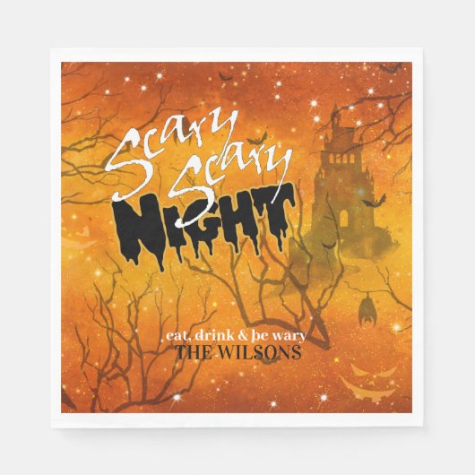 Scary Scary Night Halloween Oranje ID946 Servet (Voorkant)