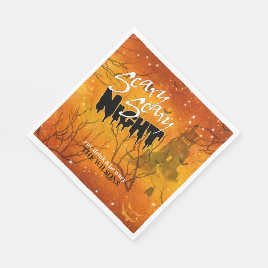 Scary Scary Night Halloween Oranje ID946 Servet (Hoek)