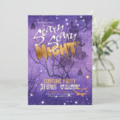 Scary Scary Night Halloween Paars ID946 Kaart (Staand voorkant)