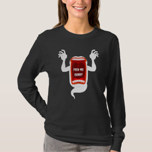 Scary Screaming Ghost Shouting Feed Me Snoep for H T-shirt