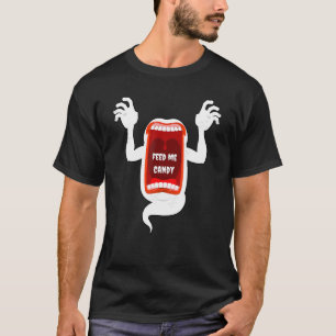 Scary Screaming Ghost Shouting Feed Me Snoep for H T-shirt