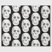 Scary Scull Black & White Pattern|Happy Halloween Cadeaupapier (Vlak)
