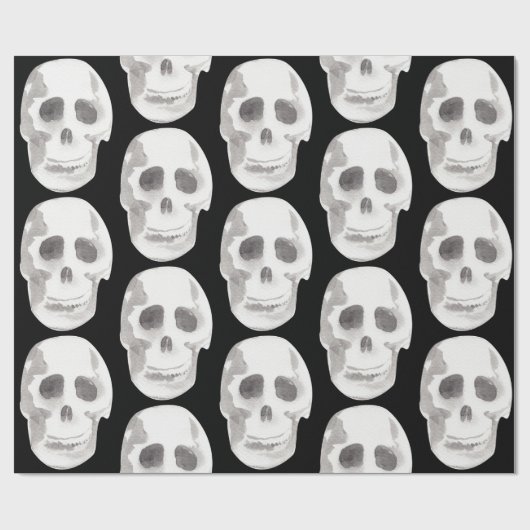 Scary Scull Black & White Pattern|Happy Halloween Cadeaupapier (Vlak)