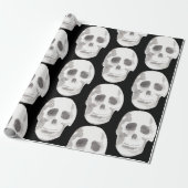Scary Scull Black & White Pattern|Happy Halloween Cadeaupapier (Uitgerold)