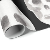 Scary Scull Black & White Pattern|Happy Halloween Cadeaupapier (Rol Hoek)