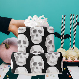 Scary Scull Black & White Pattern|Happy Halloween Cadeaupapier