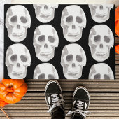Scary Scull Black & White Pattern|Happy Halloween Deurmat