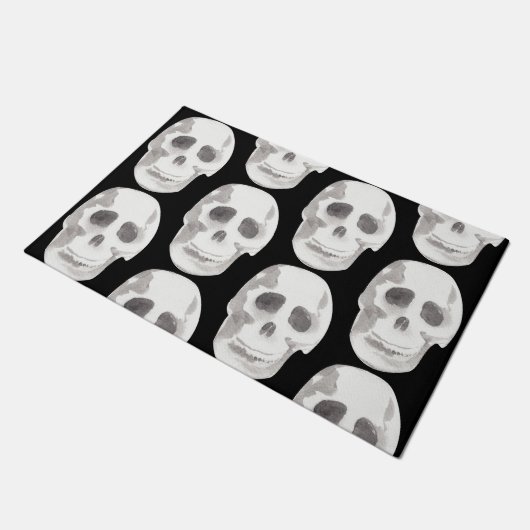 Scary Scull Black & White Pattern|Happy Halloween Deurmat (Schuin)