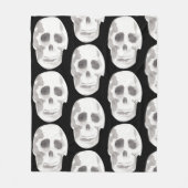 Scary Scull Black & White Pattern|Happy Halloween Fleece Deken (Voorkant)
