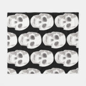 Scary Scull Black & White Pattern|Happy Halloween Fleece Deken (Voorkant (Horizontaal))