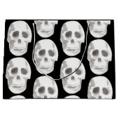 Scary Scull Black & White Pattern|Happy Halloween Groot Cadeauzakje (Voorkant)